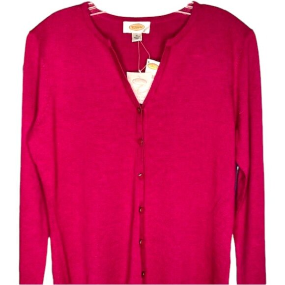 Talbots Silk Blend Notched Neckline Cardigan - Magenta - M - Picture 2 of 9